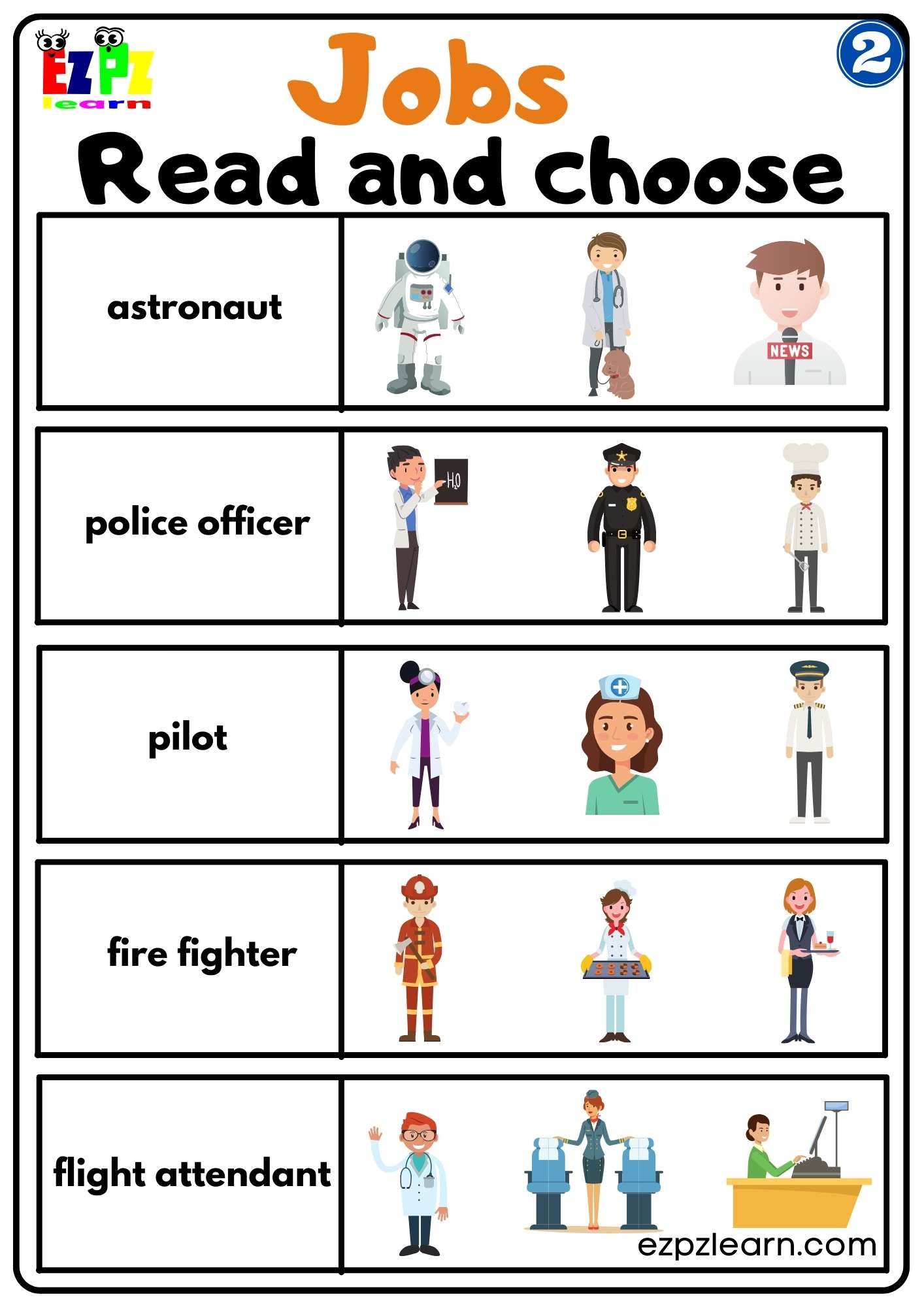 G2 Read and Choose Worksheet for ESL and K5 Students PDF Download